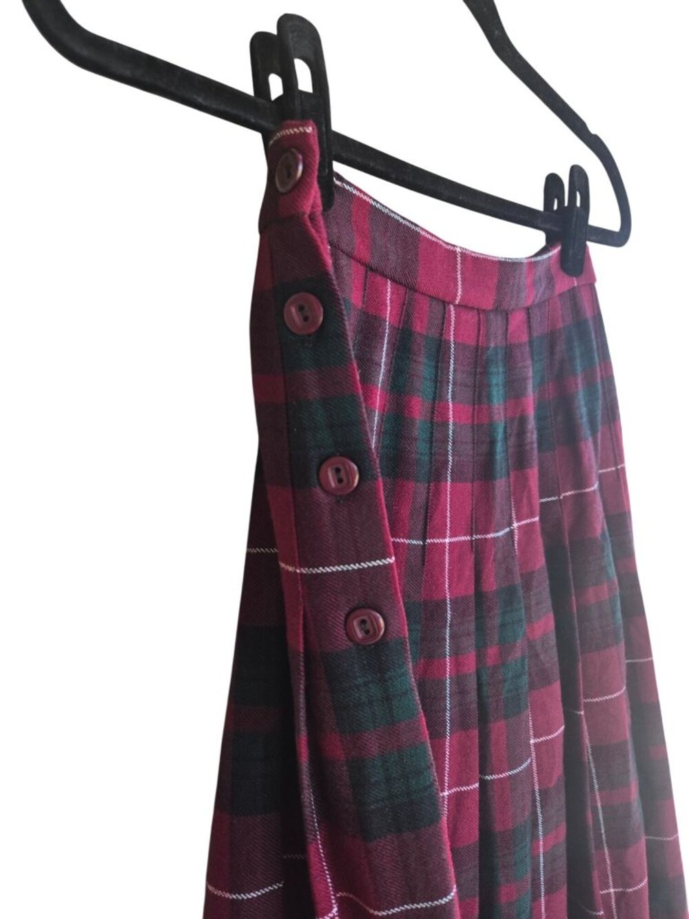 Vintage Preswick & Moore Petites Pleated Plaid Wool Midi Skirt Women's 8 - Picture 3 of 7